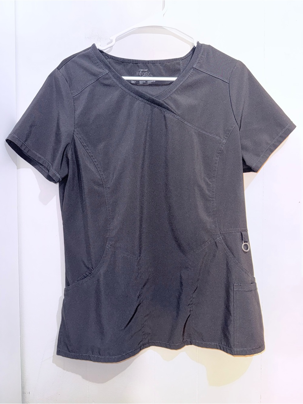 Cherokee Infinity Mock Wrap Scrub Top Black M 2625A EUC
